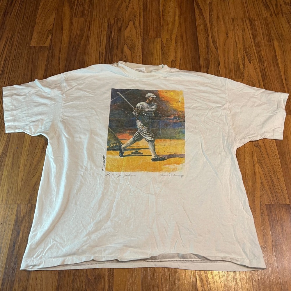 Vintage 1991 Shoeless Joe Jackson Hanes Beefy-T Shirt XL White Baseball 90s Tee
